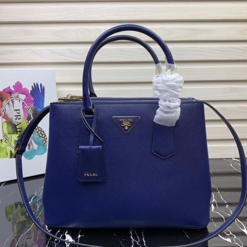 Кожена чанта Prada Galleria Saffiano 1BA232 синя