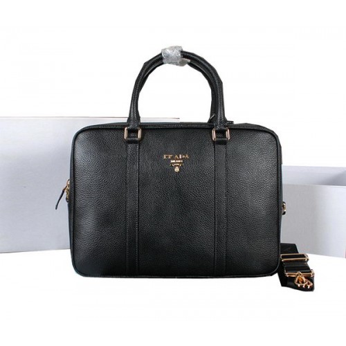 Чанта за куфарче от телешка кожа Prada Grainy 80661 Черна
