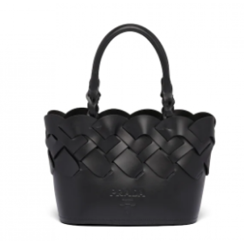 Кожена чанта Prada Tress Tote 1BG318 черна