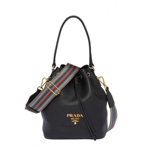Кожена чанта Prada 1BE018 черна