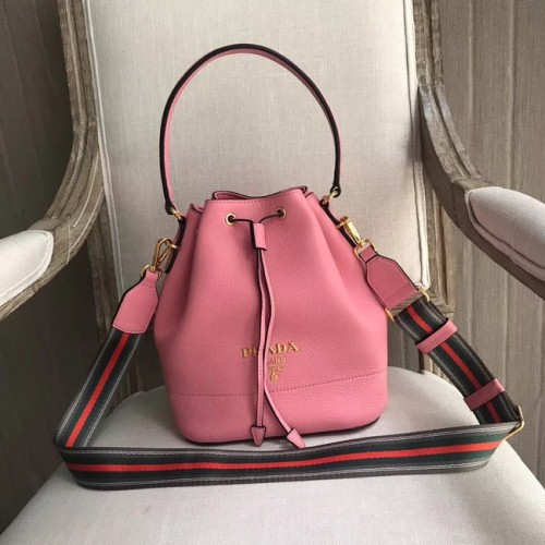 Кожена чанта Prada 1BE018 розова