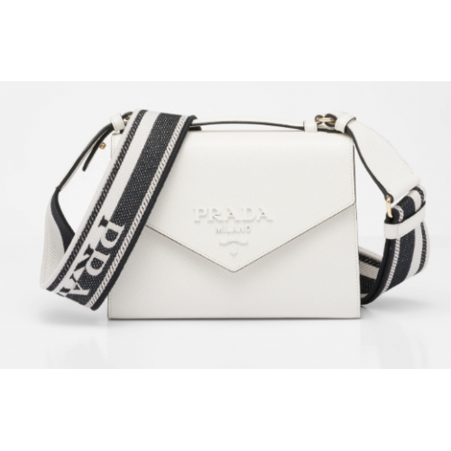 Чанта Prada Monochrome Saffiano и кожа 1BD317 бяла