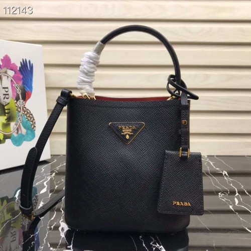 Prada Panier малка оригинална чанта Saffiano 1BA217 черна