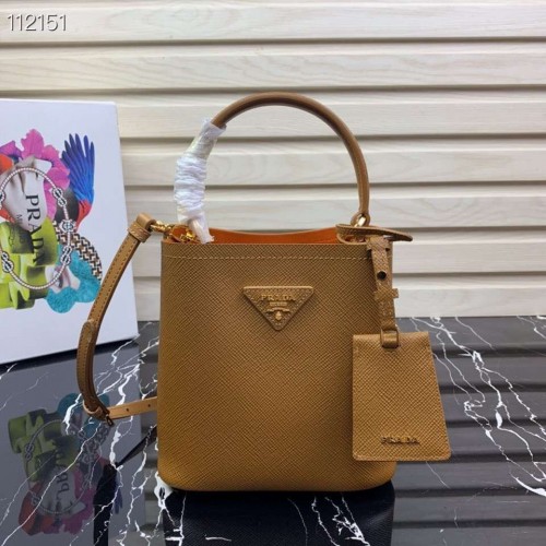 Prada Panier малка оригинална чанта Saffiano 1BA217 кафява