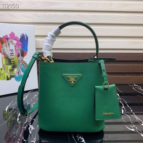 Prada Panier малка оригинална чанта Saffiano 1BA217 зелена