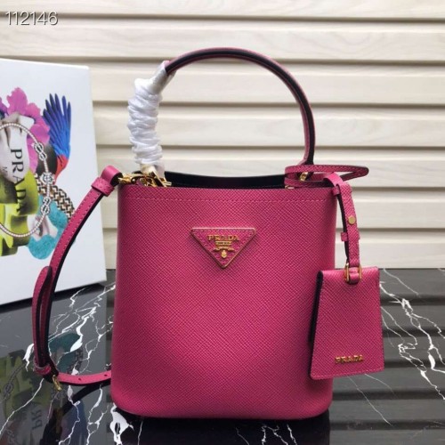 Малка оригинална чанта Prada Panier Saffiano 1BA217 Розова