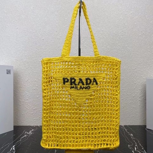 Чанта Prada Raffia 1CH393 жълта
