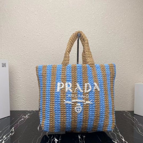 Чанта Prada Raffia 1NE229 светлосиня