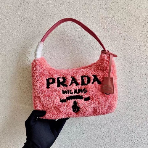 Мини чанта Prada Re-Edition 2000 от хавлиена материя 1NE515 розова