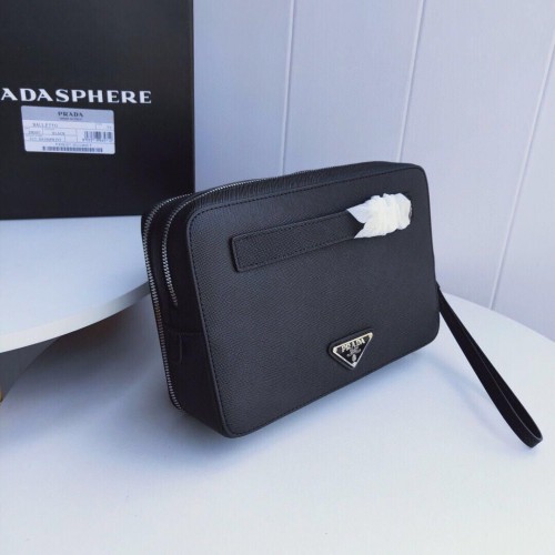 Кожена чанта Prada Saffiano P23698 черна