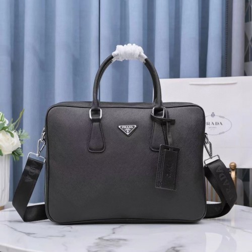 Кожена чанта Prada Saffiano 1BA238 черна