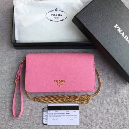 Кожена мини чанта Prada Saffiano 1HZ029 розова