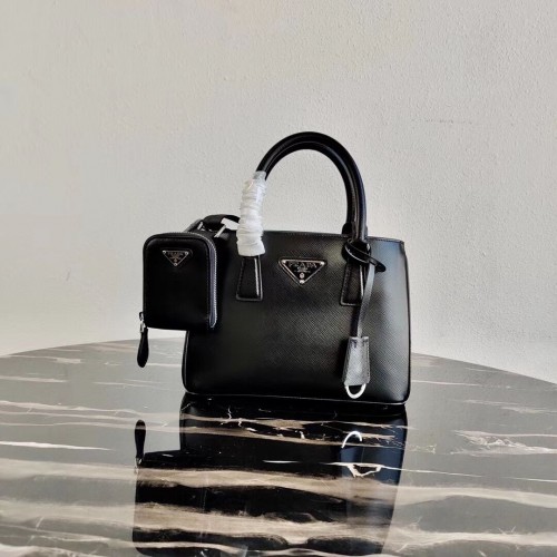 Кожена мини чанта Prada Saffiano 1BA296 черна