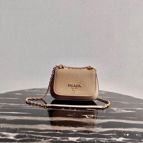 Кожена чанта за рамо Prada Saffiano 2BD275 Biscuits