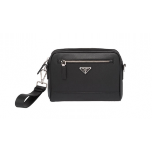 Кожена чанта за рамо Prada Saffiano 2VH063 черна