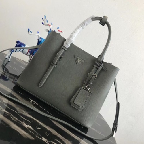 Оригинална кожена чанта Prada Saffiano BN2838 Каки