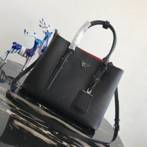 Оригинална кожена чанта Prada Saffiano BN2838 черна