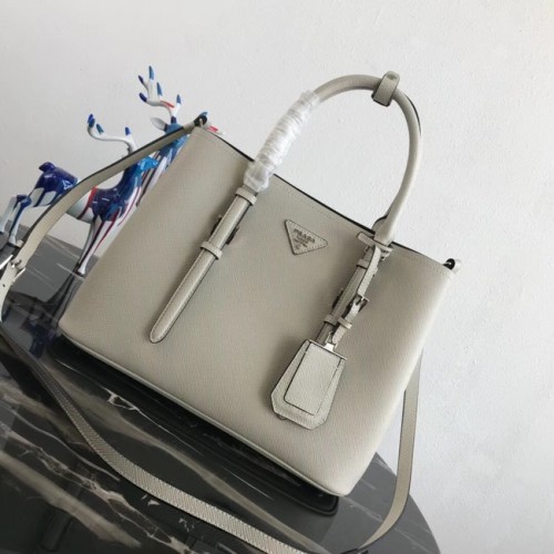 Оригинална кожена чанта Prada Saffiano BN2838 бяла