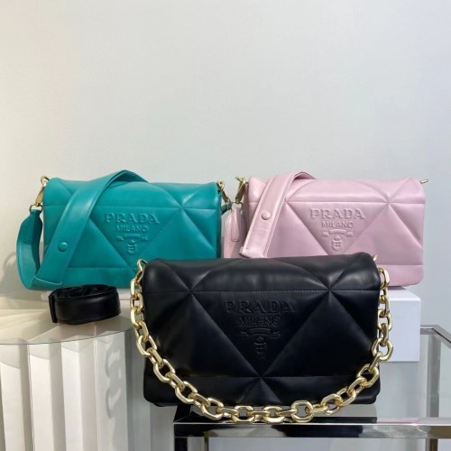 Чанта за рамо Prada System Padded от оригинална овча кожа 1AD306