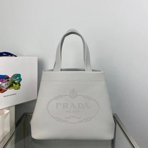 Кожена чанта Prada 1AG833 сива