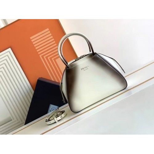 Кожена чанта Prada 1BD663A бяла