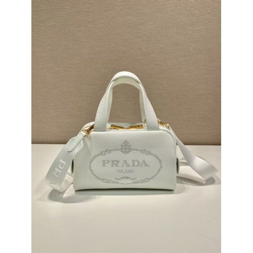 Кожена чанта Prada 1DH770 бяла