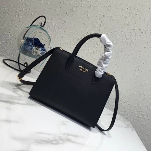 Оригинална кожена чанта Prada Saffiano Luxury BN4458 черна
