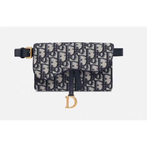 Чанта за колан за седло, син Dior Oblique Jacquard S5619C