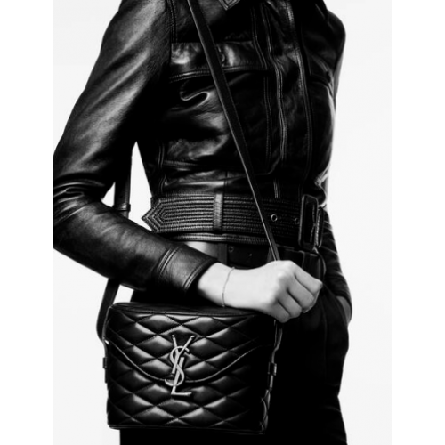 Чанта тип „бокс“ SAINT LAUREN JUNE от ватирана агнешка кожа 7100801 NOIR