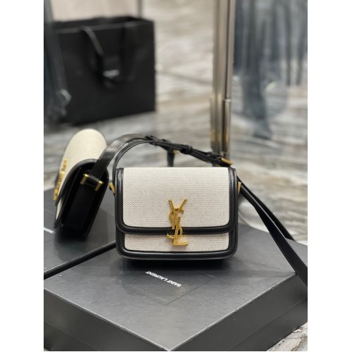 Малка чанта SAINT LAUREN SOLFERINO с лакирани райета 634306 черна