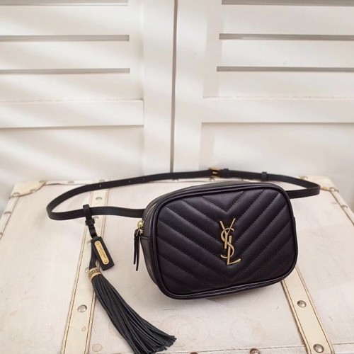 SAINT LAURENT Чанта с джоб от телешка кожа 534817, черна