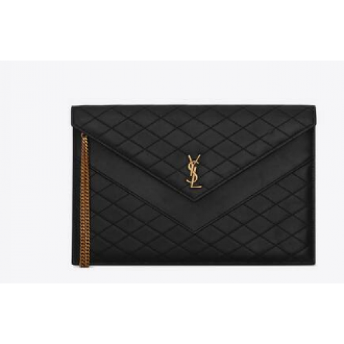 Чанта с двоен капак и верижка от агнешка кожа SAINT LAURENT GABY 6855961 черна