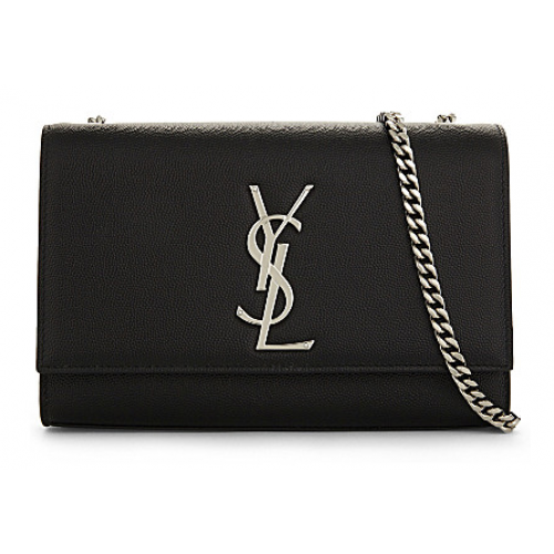 Чанта за рамо от естествена кожа SAINT LAURENT Kate Monogram 87613 черна