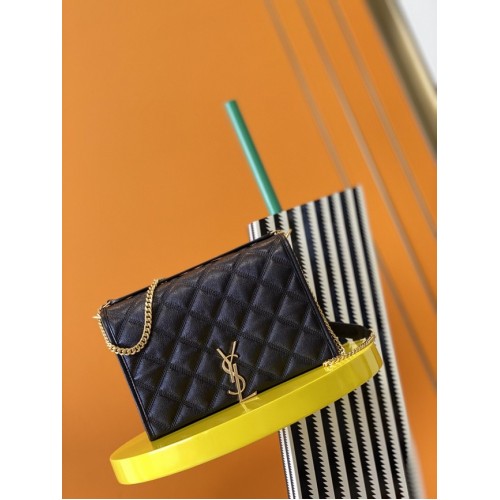 ПОРТФЕЙЛ С МОНОГРАМНА ВЕРИЖКА SAINT LAURENT ОТ КОЖА 629246 черен