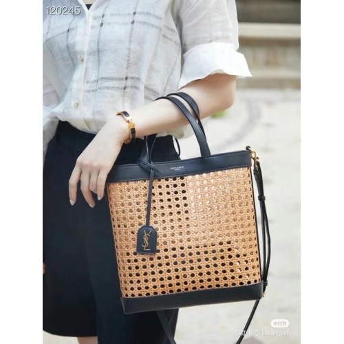 SAINT LAURENT Плетена чанта 655161 черна