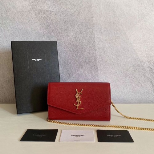 Кожена чанта за рамо SAINT LAURENT Y659193 червена