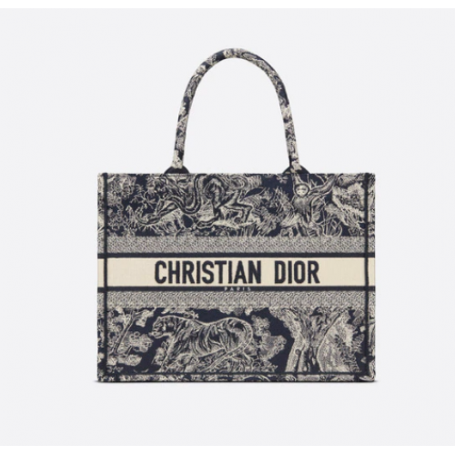 МАЛКА ЧАНТА DIOR BOOK TOTE Blue Toile de Jouy Обратна бродерия M1296Z