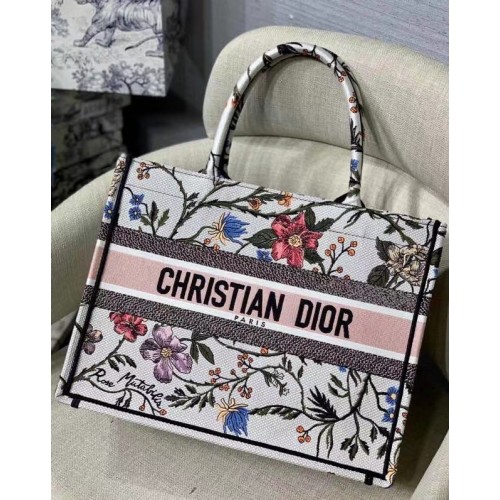 Средна чанта DIOR BOOK TOTE Многоцветна бродерия Mille Fleurs M1296ZW