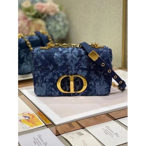 МАЛКА ЧАНТА DIOR CARO Сини цветя Dior Cannage Denim M9243UJ