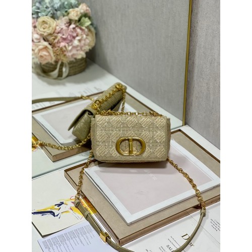 МАЛКА ЧАНТА DIOR CARO, кафява бродерия от туид Macrocanage M9241