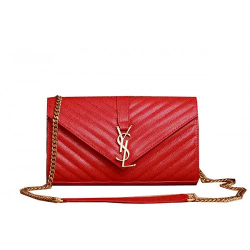 Чанта Saint Laurent Classic Monogram Cannage с капак Y5482 червена
