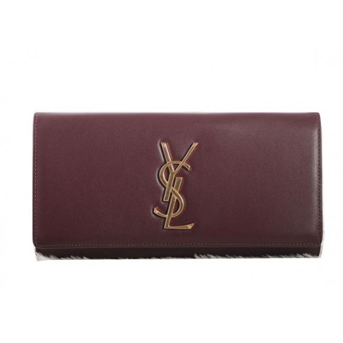 Чанта Saint Laurent Classic Monogramme Clutch Original Leather Y5486 Бордо