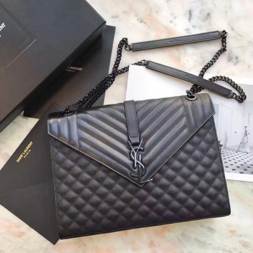 Чанта Saint Laurent Classic Monogramme с кожен капак 392738 черна