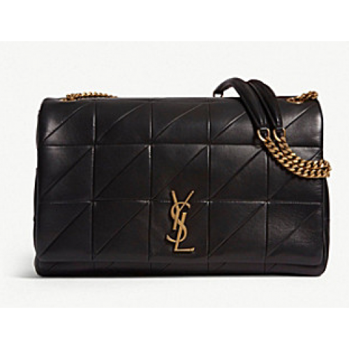 Чанта за през рамо Saint Laurent Jamie Monogram Giant с капак и верижка NMS18 черна
