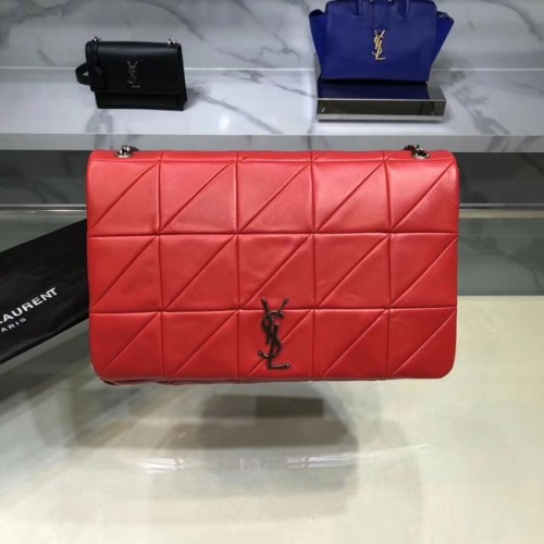Чанта за през рамо Saint Laurent Jamie Monogram Giant с капак и верижка NMS18 червена