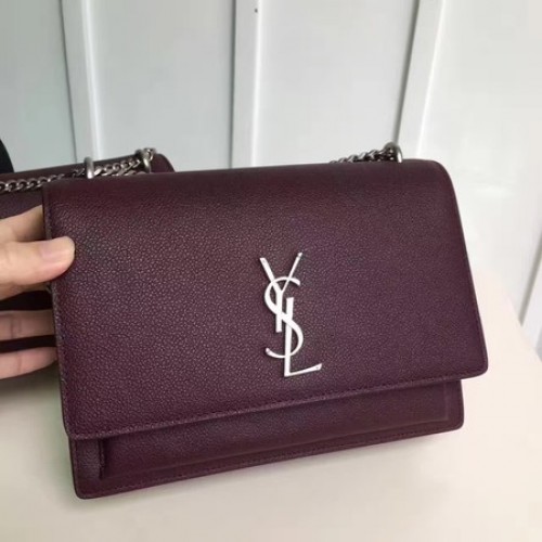 Чанта за рамо Saint Laurent мини Monogramme 441971, цвят вино