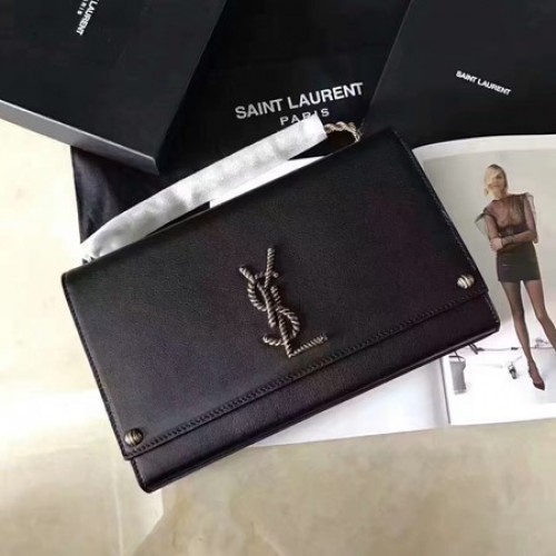 Мини чанта през рамо с монограм Saint Laurent A354025 Черна
