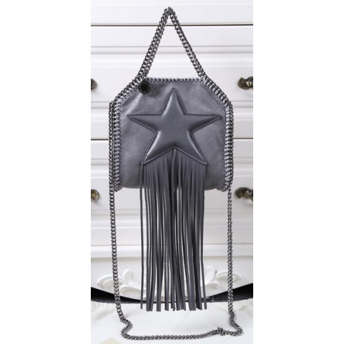 Чанта Stella McCartney Falabella Fringed Star Mini Tote SM8855 Тъмно сива