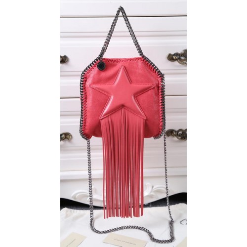 Чанта Stella McCartney Falabella Fringed Star Mini Tote SM8855 светлочервена