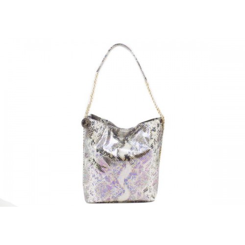 Чанта тип „хобо“ от кожа Stella McCartney със змийска принтирана материя 836 бежова